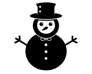 Snowman Vector Illustration | Cute Snowman Silhouette SVG Design for Christmas Crafts