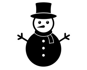 Snowman Vector Illustration | Cute Snowman Silhouette SVG Design for Christmas Crafts