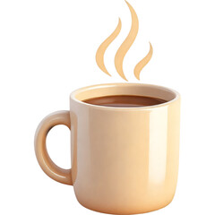 Beige Ceramic Mug with Steaming Hot Coffee