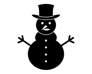 Snowman Vector Illustration | Cute Snowman Silhouette SVG Design for Christmas Crafts