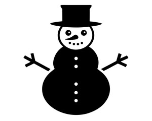 Snowman Vector Illustration | Cute Snowman Silhouette SVG Design for Christmas Crafts