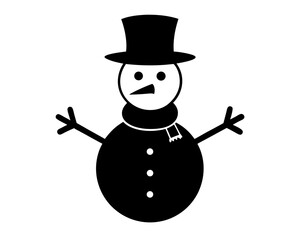 Snowman Vector Illustration | Cute Snowman Silhouette SVG Design for Christmas Crafts