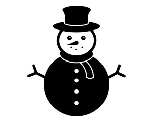 Snowman Vector Illustration | Cute Snowman Silhouette SVG Design for Christmas Crafts