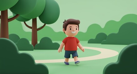 boy walking in a park