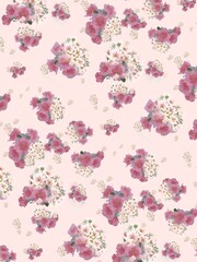 seamless pattern with pink flowers