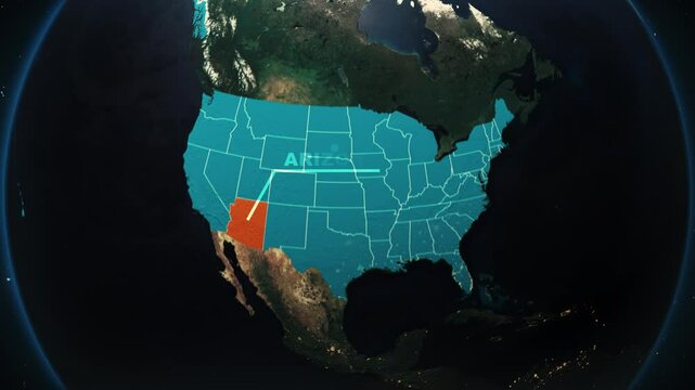 Arizona US State Satellite Map Animation V2