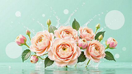 bouquet of roses on a blue background