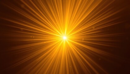 Radiant Burst of Golden Light Rays Emanating from a Central Point on Dark Background