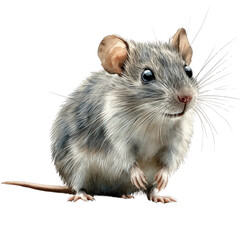 Curious Mouse Portrait: A close-up portrait of a small, cute mouse with large, black eyes and a gray and white coat, captures the charm of this often-misunderstood creature.