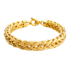 Gold Bracelet Mens Wheat Chain Bracelet Design isolated on transparent background