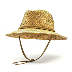 A stylish straw hat perfect for summer outings, providing comfort and protection from the sun.