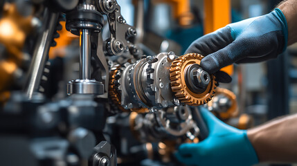 Mechanic Working on Industrial Machinery