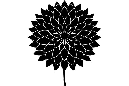 recommend clip art: Black dahlia flower silhouette elegant floral design detailed petals vector illustration, dahlia, flower, floral, silhouette, black, white, vector, illustration, blossom, bloom, petals, design