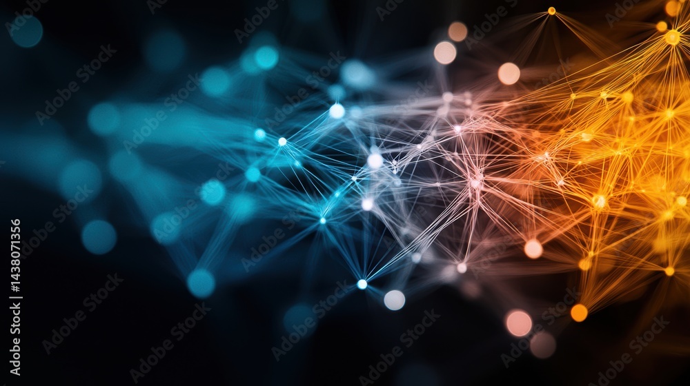Poster abstract network pattern colorful geometric shapes and lines forming an abstract network pattern, fu