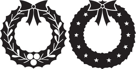 christmas wreath set silhouette vector, christmas wreath silhouette vector icon, christmas wreath logo vector