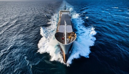 a dramatic aerial view of a ship s bow cutting through turbulent waves showcasing maritime power and adventure