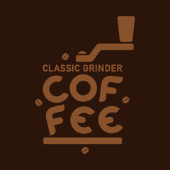 Classic grinder illustration showcasing coffee beans and a cup in a cozy setting during morning light
