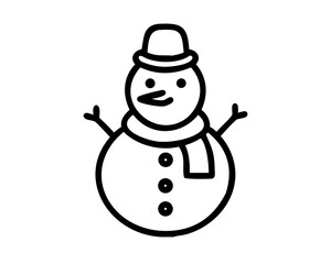 Christmas Snowman Line Art Vector | Cute Snowman Outline SVG Icon for Holiday Crafts