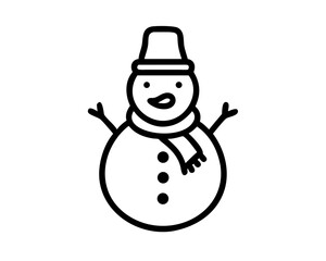Christmas Snowman Line Art Vector | Cute Snowman Outline SVG Icon for Holiday Crafts