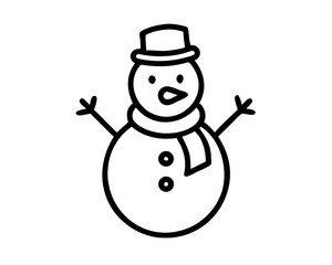 Christmas Snowman Line Art Vector | Cute Snowman Outline SVG Icon for Holiday Crafts