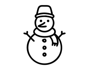 Christmas Snowman Line Art Vector | Cute Snowman Outline SVG Icon for Holiday Crafts