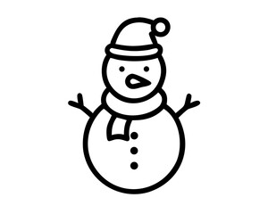 Christmas Snowman Line Art Vector | Cute Snowman Outline SVG Icon for Holiday Crafts