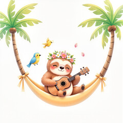 tree, cartoon, animal, vector, palm, illustration
