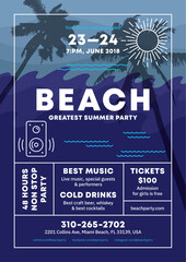 Beach Summer Music Party Night Event Poster Template