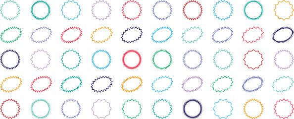 Sale price labels or stickers. Starburst sale price stickers and labels. Sale sticker, price tag, oval and sunburst collection. Sale or discount stickers Vector. Set of price stickers