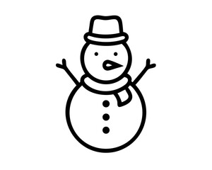 Christmas Snowman Line Art Vector | Cute Snowman Outline SVG Icon for Holiday Crafts
