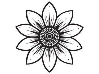 Mexican Sunflower vector line art illustration