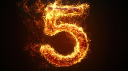 Fiery number five, dark background, abstract design, website graphic (1)