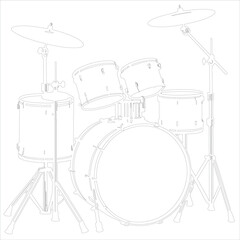 Obraz premium Black white drum set silhouette vector Style illustration