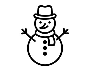 Christmas Snowman Line Art Vector | Cute Snowman Outline SVG Icon for Holiday Crafts