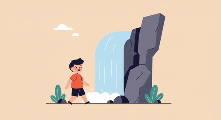 man near water fall