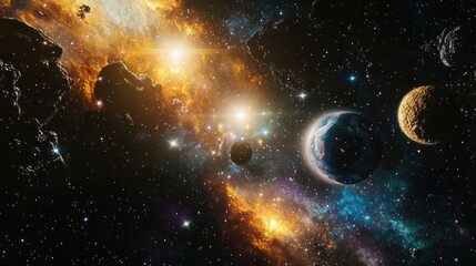 Cosmic Collision: A Celestial Dance of Planets and Nebulae