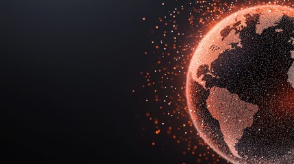 globe Cybersecurity and Protection World map with highlighted areas representing cyber threats, dark background, visualizes global cybersecurity risks