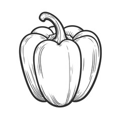 Bell Peppers minimalist black and white Vegetable silhouette drawing vector illustration