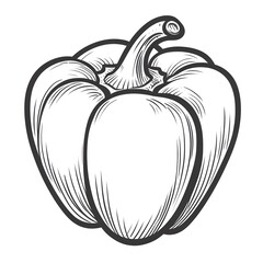 Bell Peppers minimalist black and white Vegetable silhouette drawing vector illustration