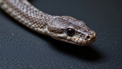 Fototapeta premium Close-Up of a Brown Snake with Intricate Scales and Eyes