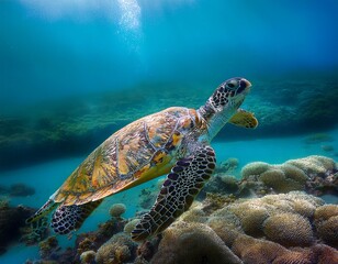 Obraz premium turtle swimming in water