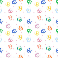  Colorful Hand-Drawn Flower Seamless Pattern
