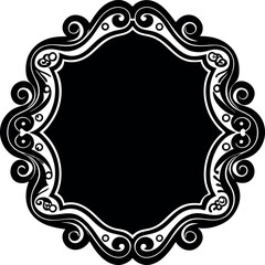 Undulate Frame Silhouette Vector – Simple Black Decorative Border Illustration