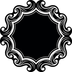 Undulate Frame Silhouette Vector – Simple Black Decorative Border Illustration