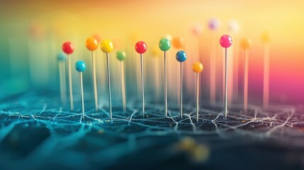 Pin in Different Color Map with color coded pins showing different data values, focus on data visualization and mapping