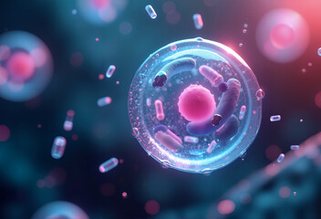 Mitochondria: The energy center of a cell in bright light
