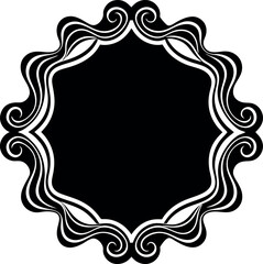 Undulate Frame Silhouette Vector – Simple Black Decorative Border Illustration