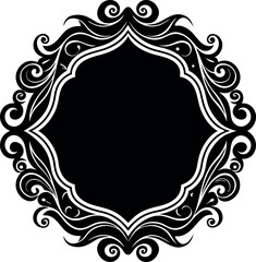 Undulate Frame Silhouette Vector – Simple Black Decorative Border Illustration