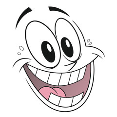 Cartoonish Face Expression Design; Wide Open Mouth, White Teeth and Large Eyes