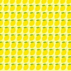 A seamless vertical pattern featuring stylized lemons with small green leaves, repeated in a clean and elegant layout. The palette is inspired by vibrant citrus tones